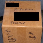 The sealed and addressed box.